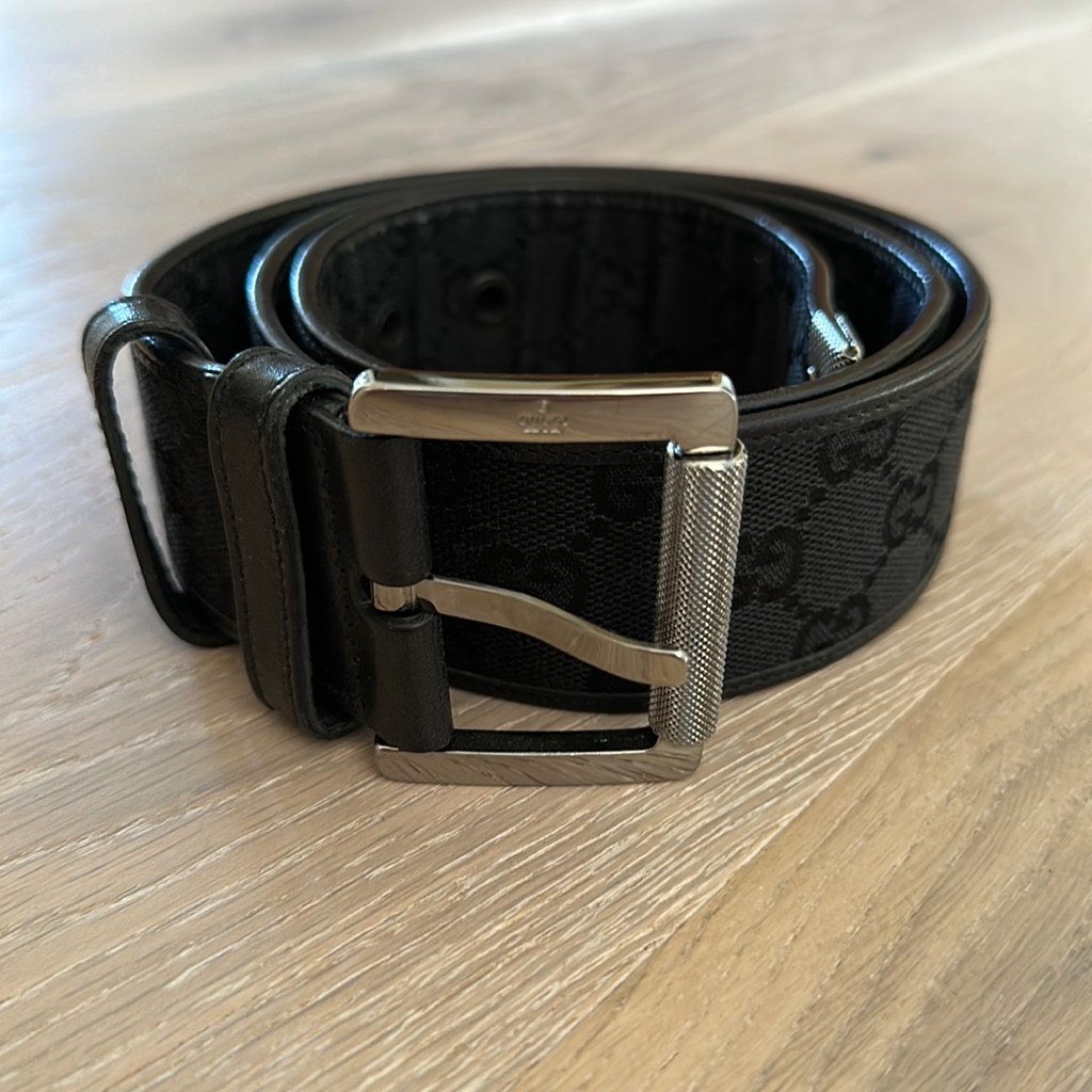 Gucci Black Canvas Belt With Silver Hardware. Worn Once!